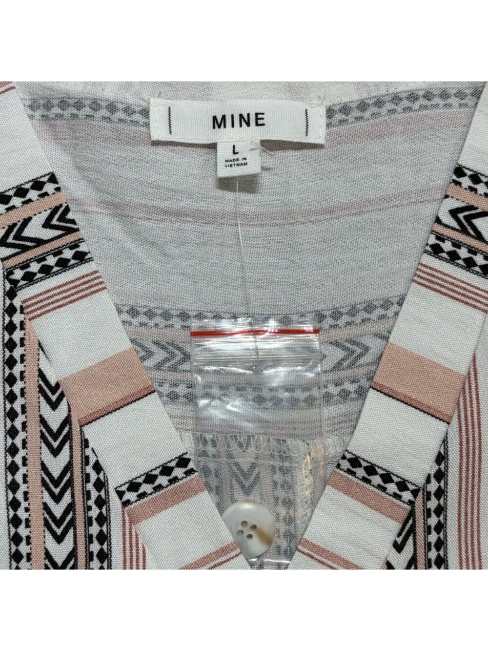 Mine Tank Top Large Pink Black Striped Geometric Sleeveless V Neck Rayon Blend - Picture 4 of 10
